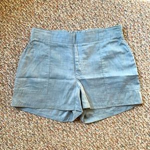 Hatch size 1 chambray shorts with elastic back.